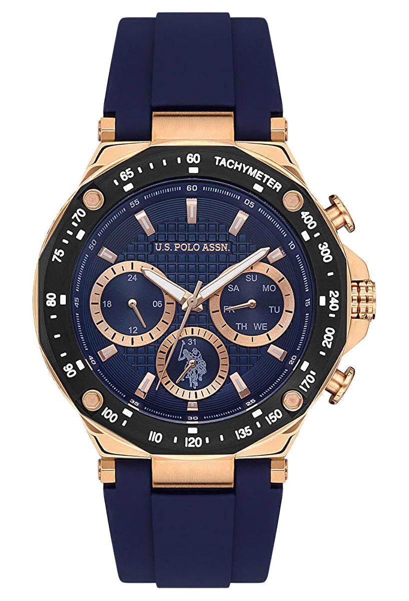U.S. Polo Assn USPA1076-04 Takvimli 44 mm Lacivert Silikon Kordon Analog Erkek Kol Saati