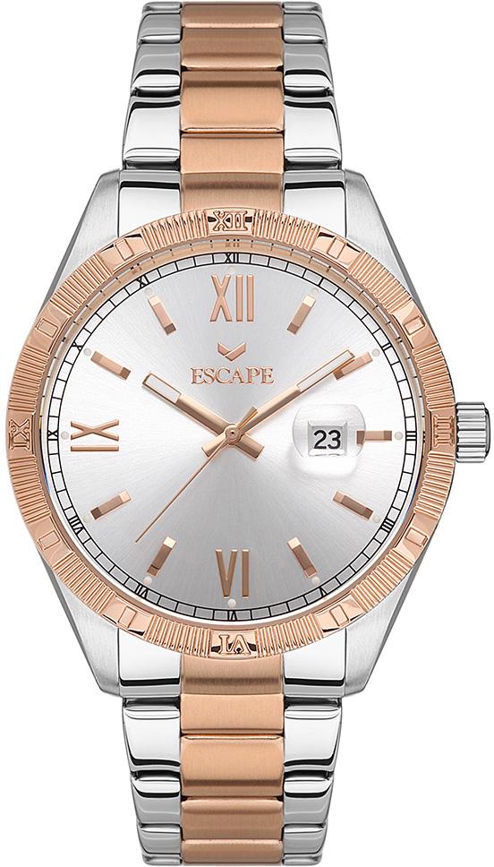 Escape ESCP102802 Takvimli Gri-Rose Gold Metal Kordon Analog Erkek Kol Saati