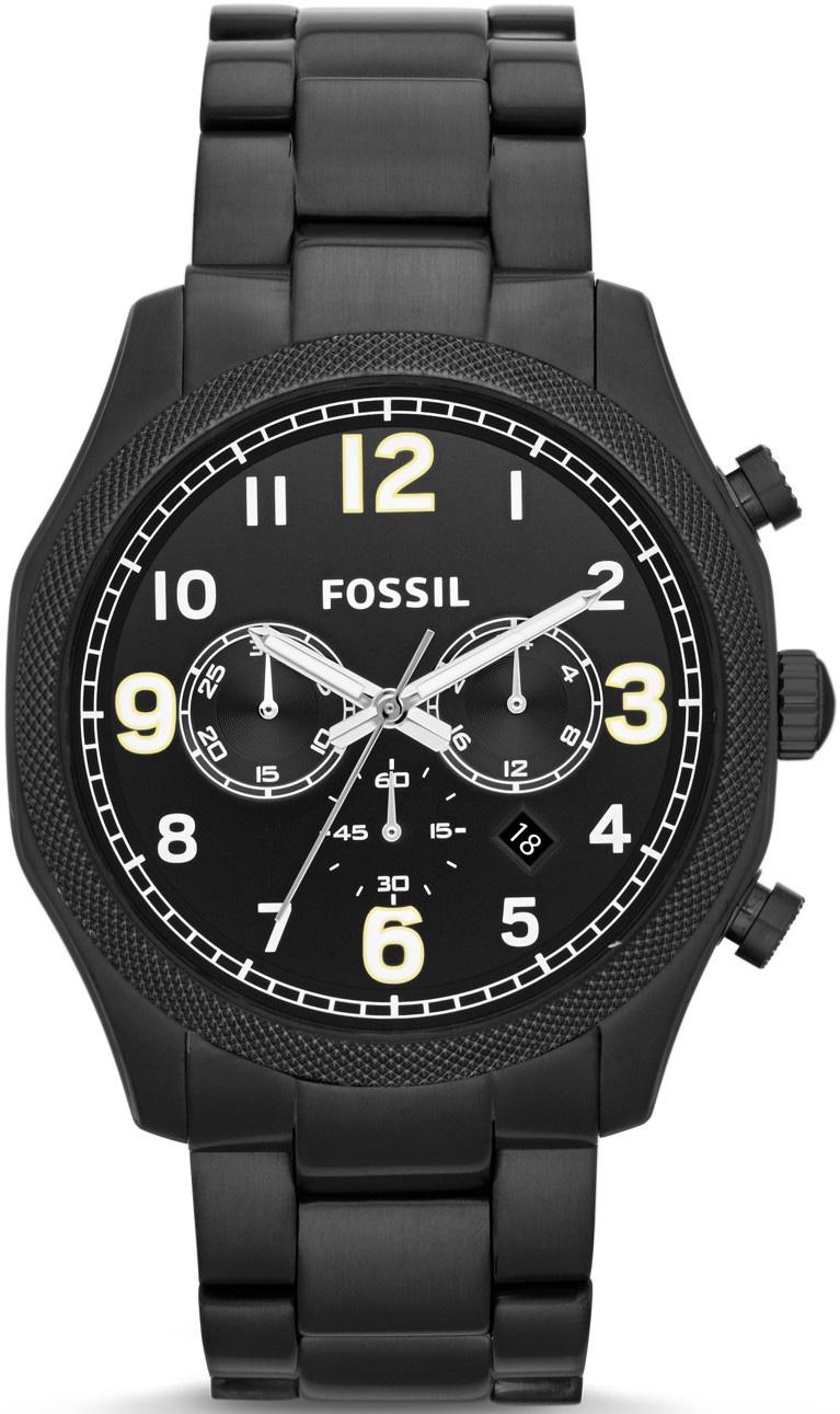 Fossil FS4864 Takvimli 44 mm Siyah Çelik Kordon Analog Kol Saati