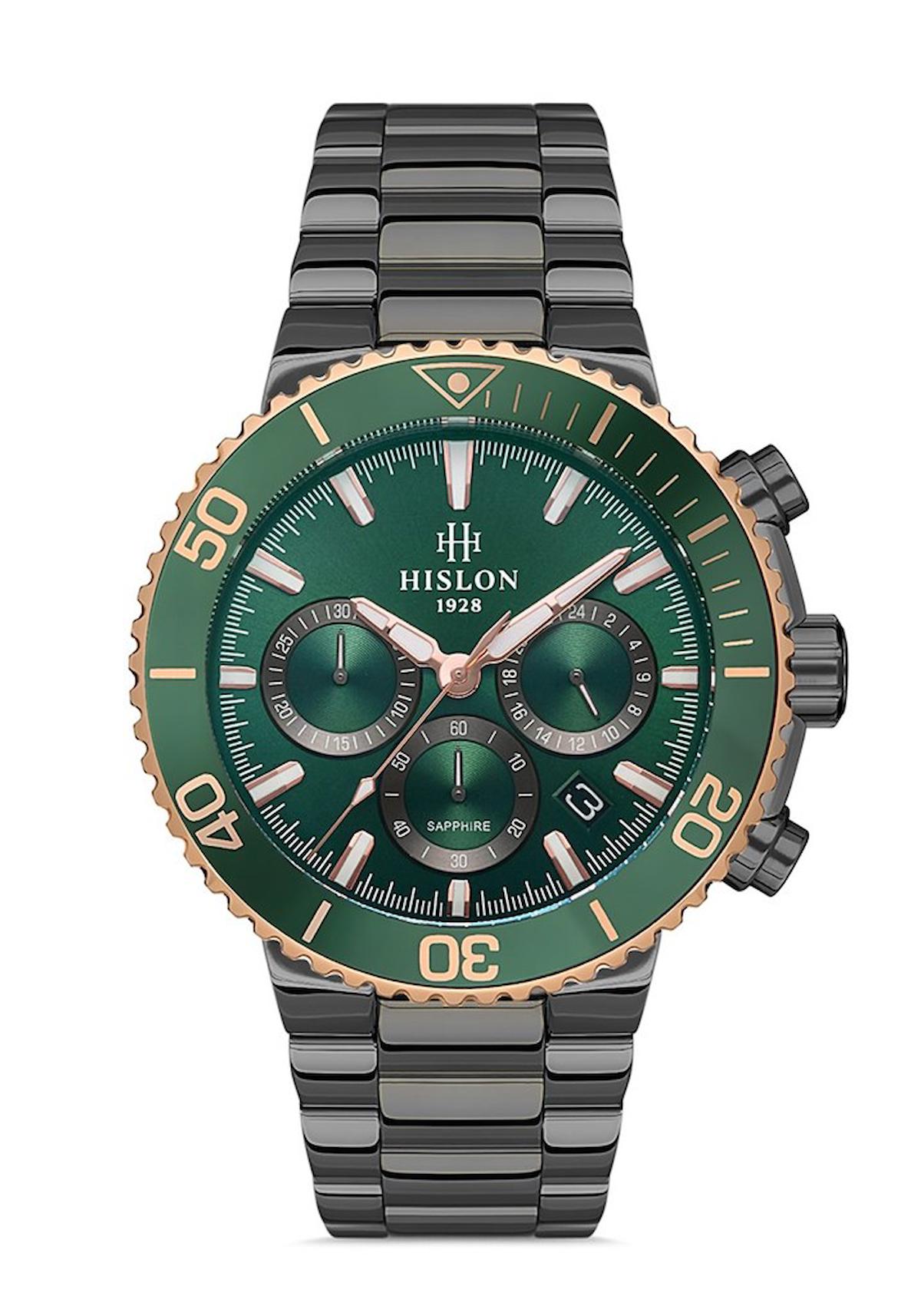 Hislon MS137T-15SN Pusulalı Takvimli Füme Çelik Kordon Analog Erkek Kol Saati