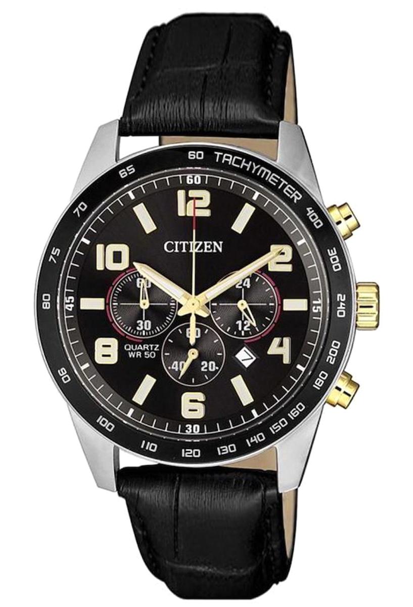 Citizen AN8166-05E Takvimli Siyah Deri Kordon Analog Erkek Kol Saati