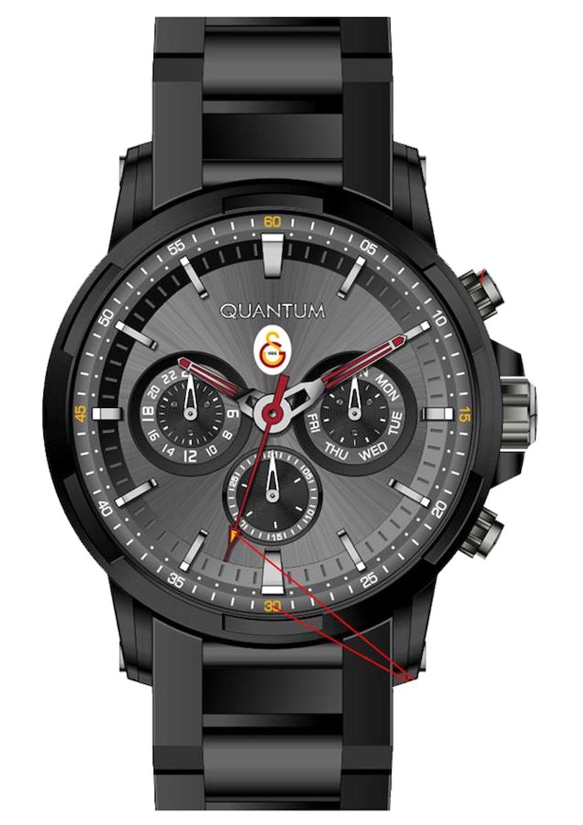 Quantum G877.661 Takvimli 44 mm Siyah Çelik Kordon Analog Erkek Kol Saati