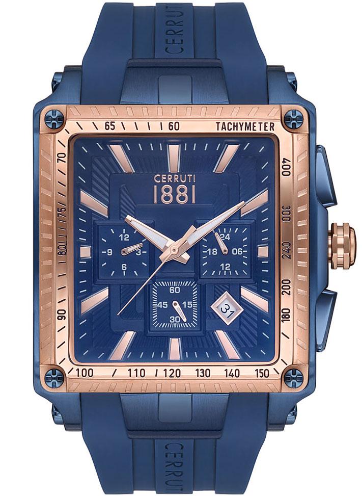 Cerruti 1881 CRA31405 Takvimli Lacivert Silikon Kordon Analog Erkek Kol Saati
