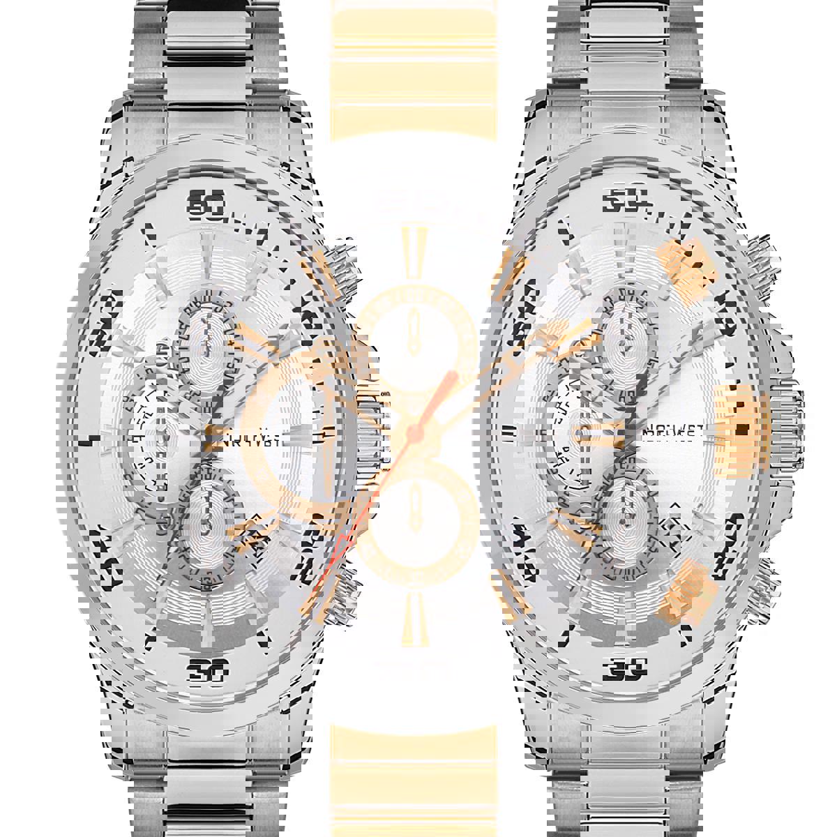 Northwest NW-2104-H Takvimli 45 mm Gri-Rose Gold Çelik Kordon Analog Kol Saati