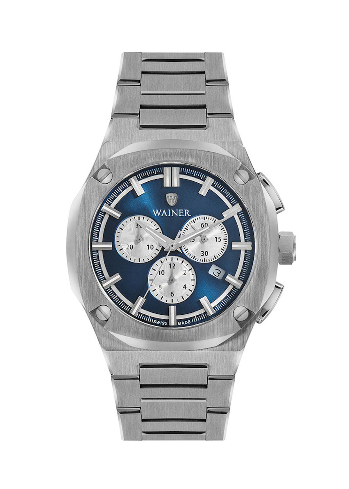 Wainer WA.10000-A Pusulalı Takvimli 43 mm Çelik Kordon Analog Erkek Kol Saati