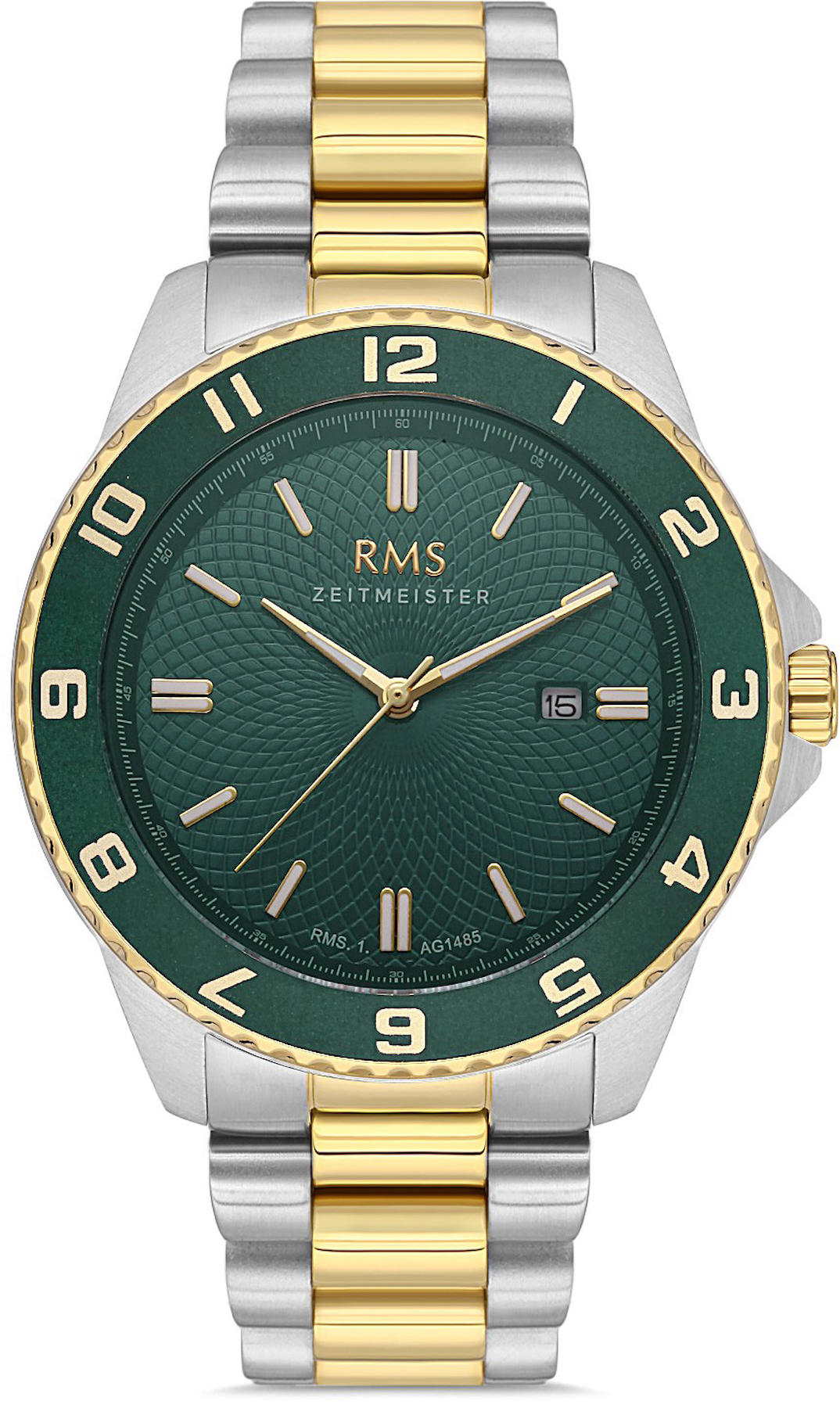 Romanson RMS.1.AG1485.05 Takvimli 42 mm Altın-Çelik Kordon Analog Kol Saati