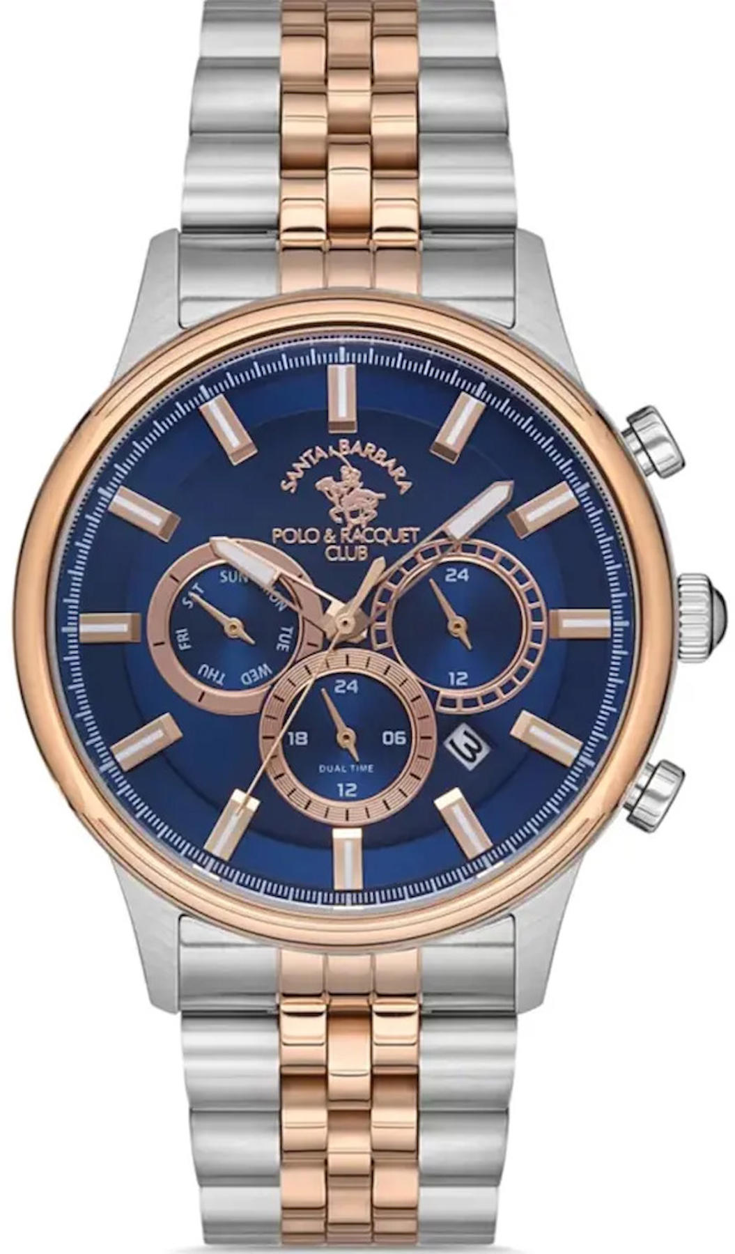 Santa Barbara Polo & Racquet Club SB.1.10417.3 Takvimli 44 mm Gri-Rose Gold Çelik Kordon Analog Kol Saati