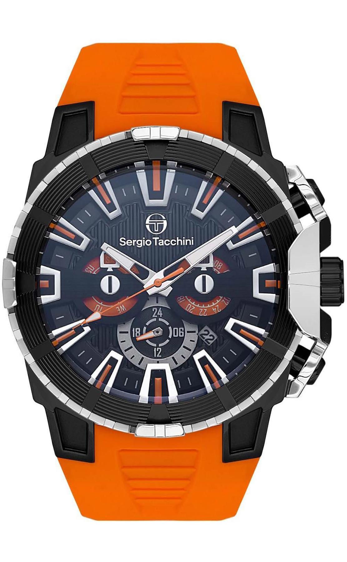 Sergio Tacchini ST.5.10001.1 Takvimli Turuncu Silikon Kordon Analog Erkek Kol Saati