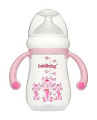 Bebedor Polipropilen Kulplu 3+ Ay Desenli Pembe Biberon 240 ml