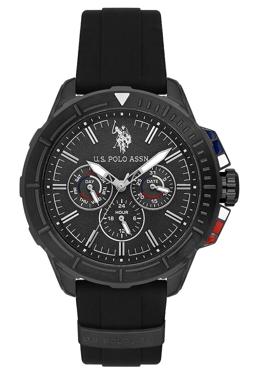 U.S. Polo Assn USPA1066-05 Takvimli 43 mm Siyah Silikon Kordon Analog Erkek Kol Saati