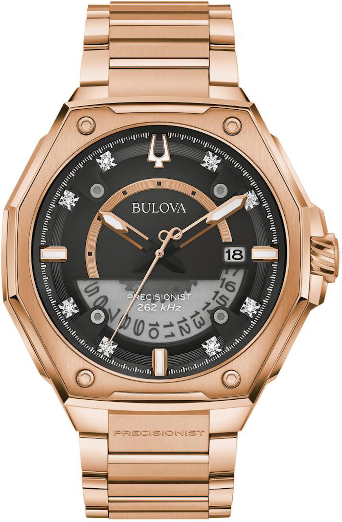 Bulova 97D129 Takvimli 47 mm Rose Gold Çelik Kordon Analog Kol Saati