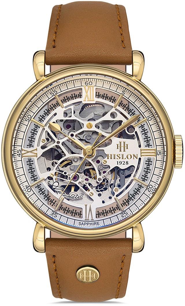 Hislon SD100G-16KG 44 mm Kahverengi Deri Kordon Analog Erkek Kol Saati