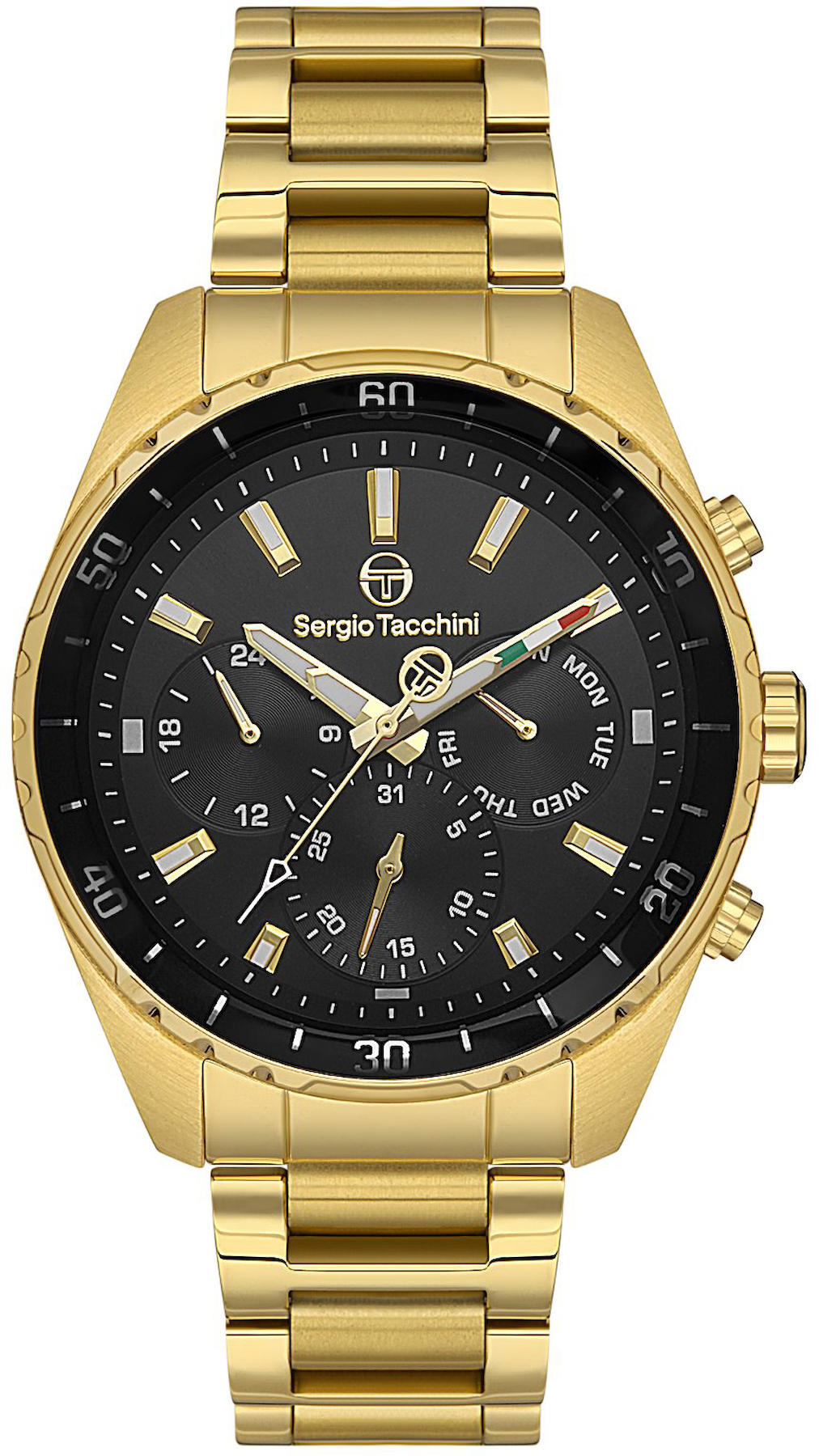 Sergio Tacchini ST.1.10387.5 Takvimli 44 mm Altın Çelik Kordon Analog Kol Saati