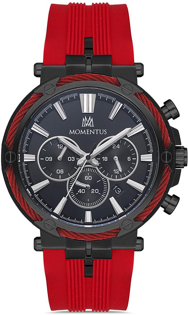 Momentus SM371T-04KN Takvimli 44 mm Kırmızı Silikon Kordon Analog Erkek Kol Saati