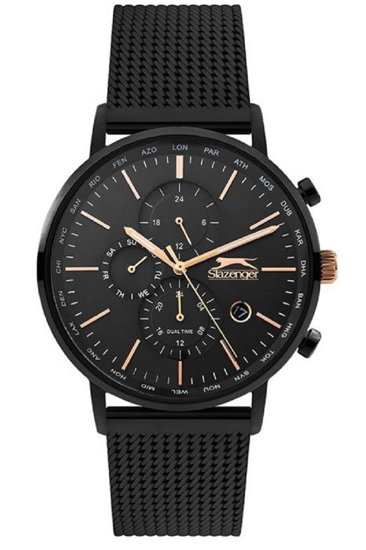 Slazenger SL.09.1822.2.02 Takvimli 41-45 mm Siyah Çelik Kordon Analog Kol Saati