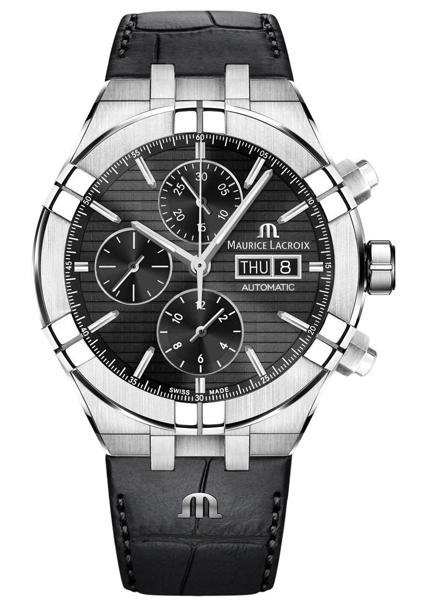 Maurice Lacroix AI6038SS001330-1 Pusulalı Takvimli 44 mm Siyah Çelik Kordon Analog Erkek Kol Saati
