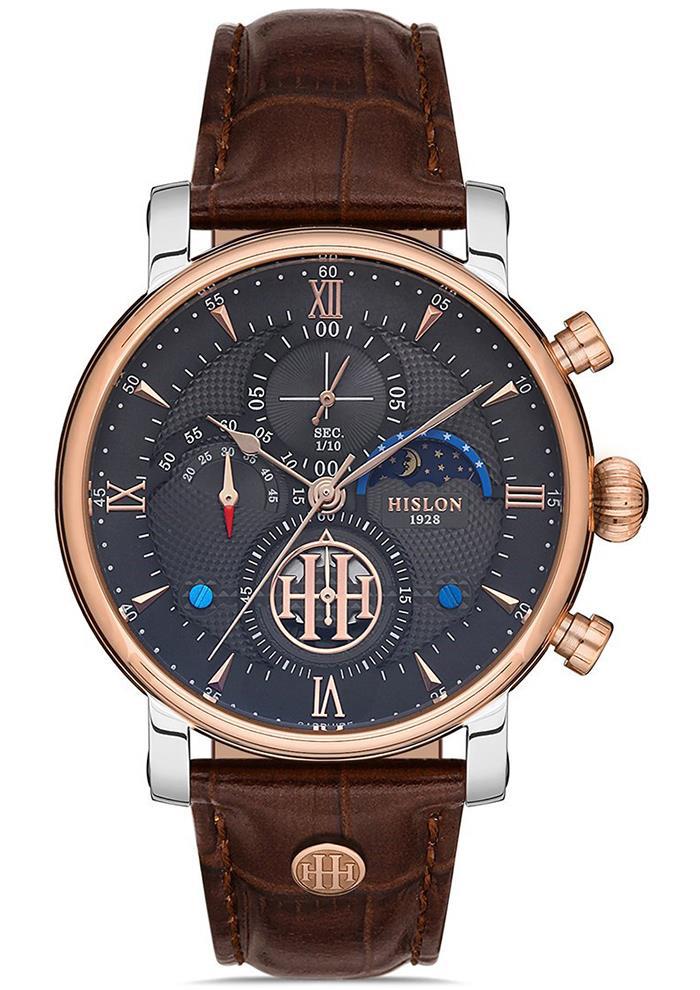 Hislon TM105T-05KR Pusulalı Kahverengi Çelik Kordon Analog Kol Saati