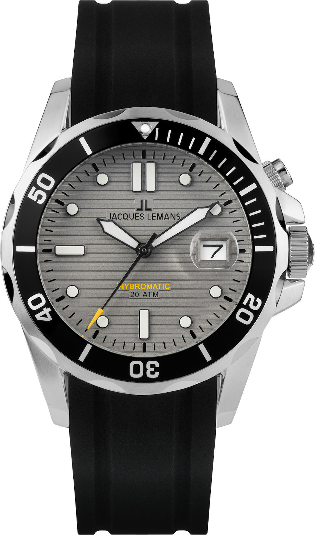 Jacques Lemans 1-2170B Takvimli 41 mm Siyah Silikon Kordon Analog Kol Saati