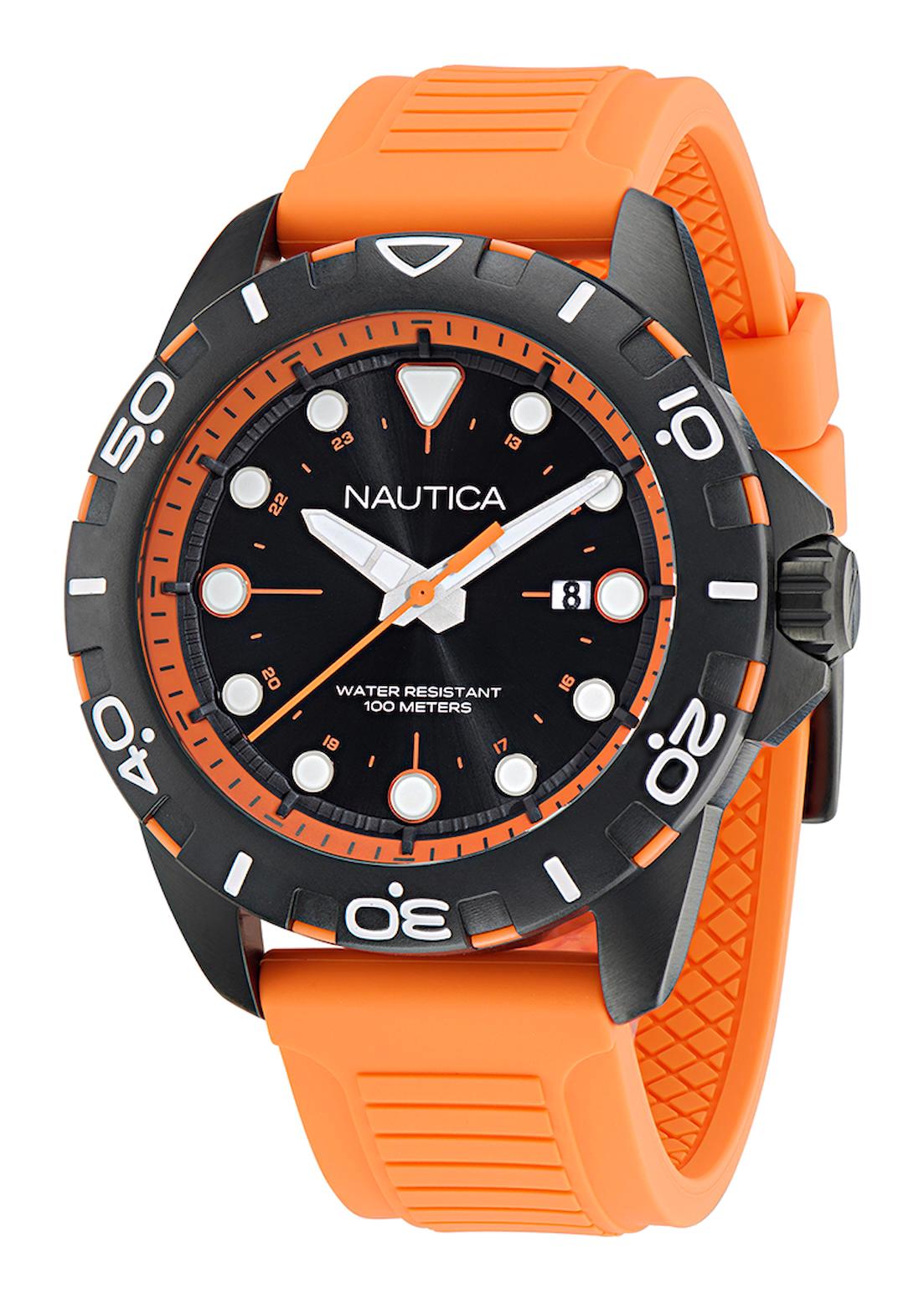 Nautica NAPNRS405 Takvimli 44 mm Turuncu Silikon Kordon Analog Erkek Kol Saati