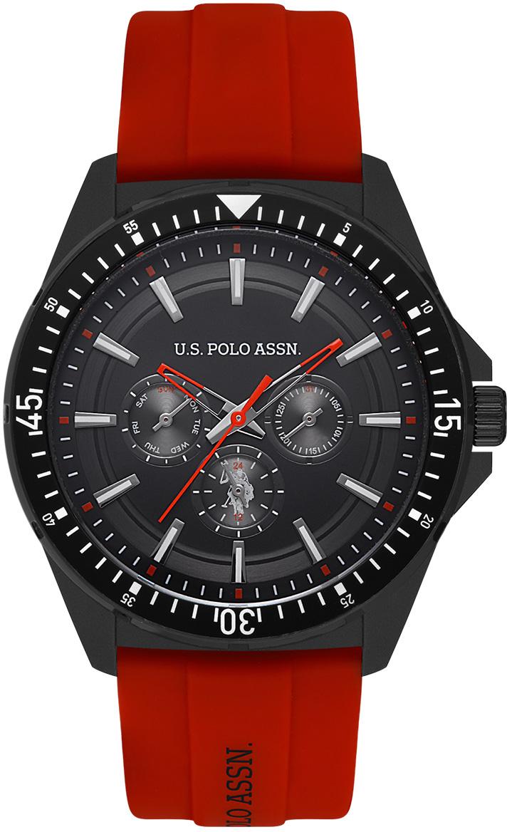 U.S. Polo Assn USPA4000-05 Takvimli 46 mm Kırmızı Silikon Kordon Analog Erkek Kol Saati