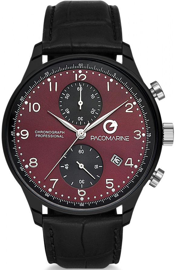 Pacomarine PM.15401.11 Takvimli 44 mm Siyah Deri Kordon Analog Kol Saati
