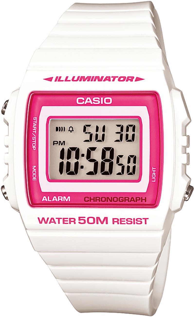 Casio W-215H-7A2VDF Takvimli Beyaz Çelik Kordon Dijital Kol Saati