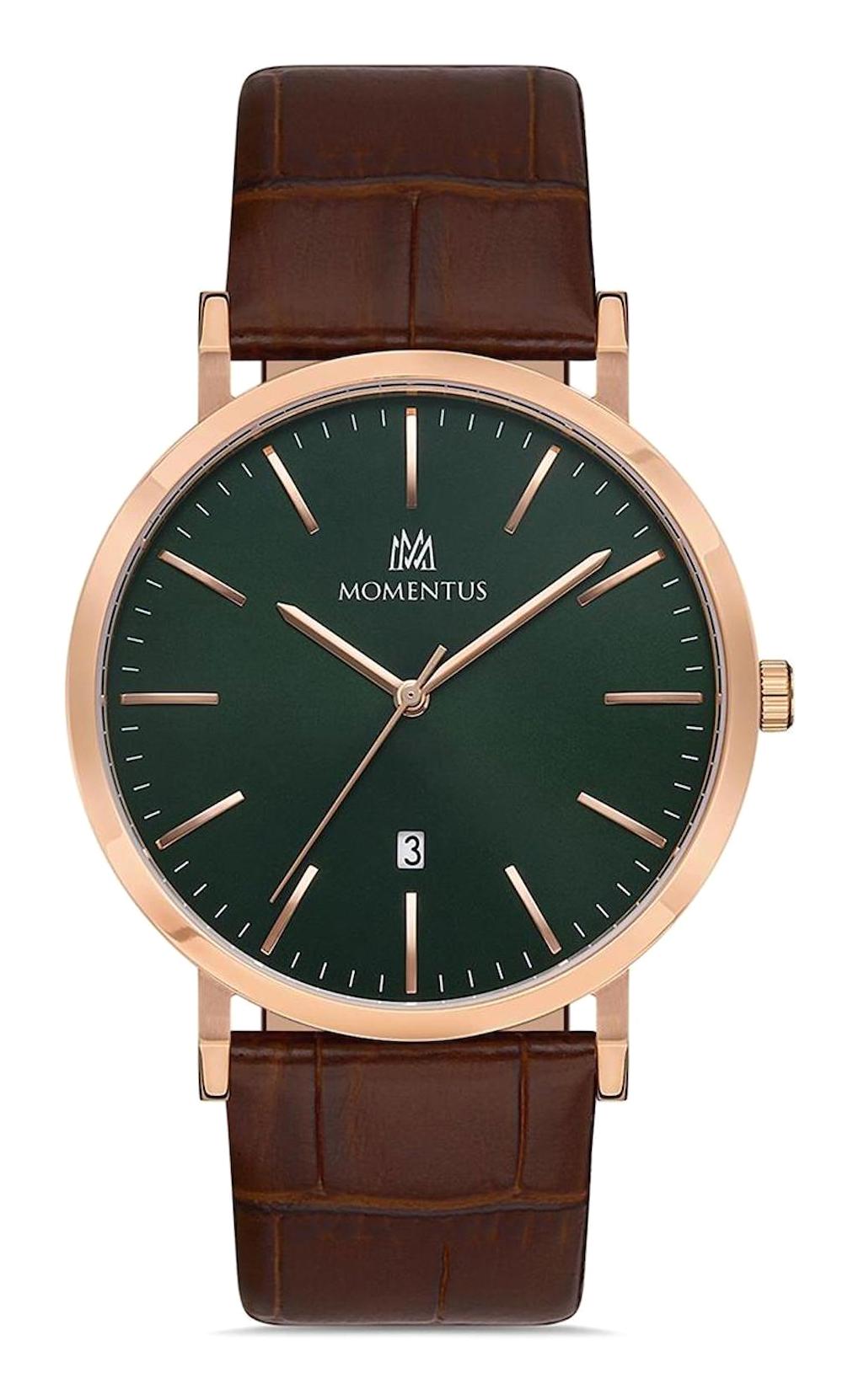 Momentus KC251R-15KR Takvimli 44 mm Kahverengi Çelik Kordon Analog Erkek Kol Saati