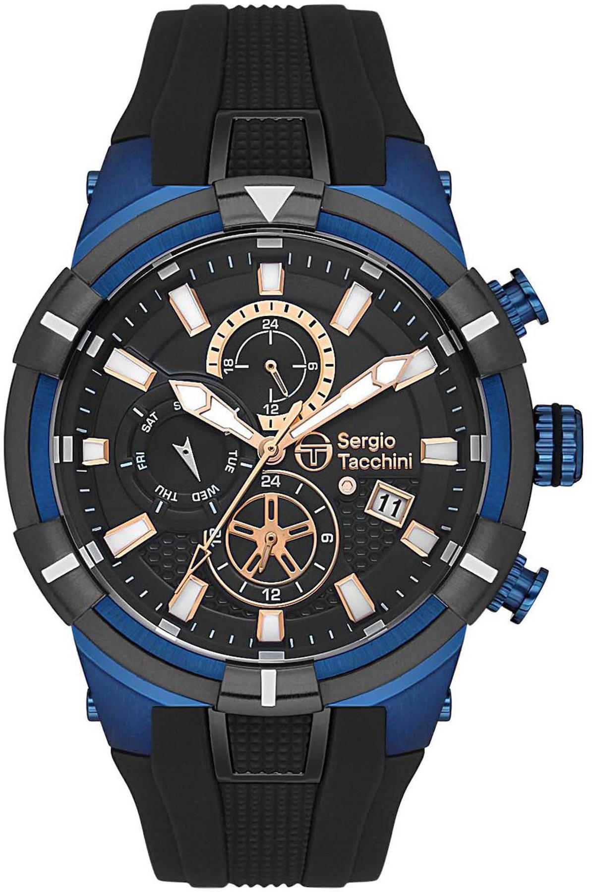 Sergio Tacchini ST.1.10344.5 Takvimli Siyah Silikon Kordon Analog Kol Saati