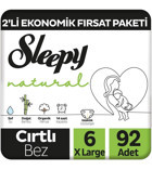 Sleepy Natural 6 Numara Organik Cırtlı Bebek Bezi 92'li