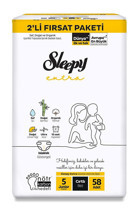 Sleepy Extra 5 Numara Organik Cırtlı Bebek Bezi 58'li