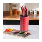 Cooker CKR2870 Akrilik Plastik Standlı 6 Parça Bıçak Seti Kırmızı