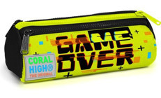 Coral High Game Over Sarı Baskılı Bez Bölmeli 3 Gözlü Yazılı Silindir Cüzdan Kalemlik