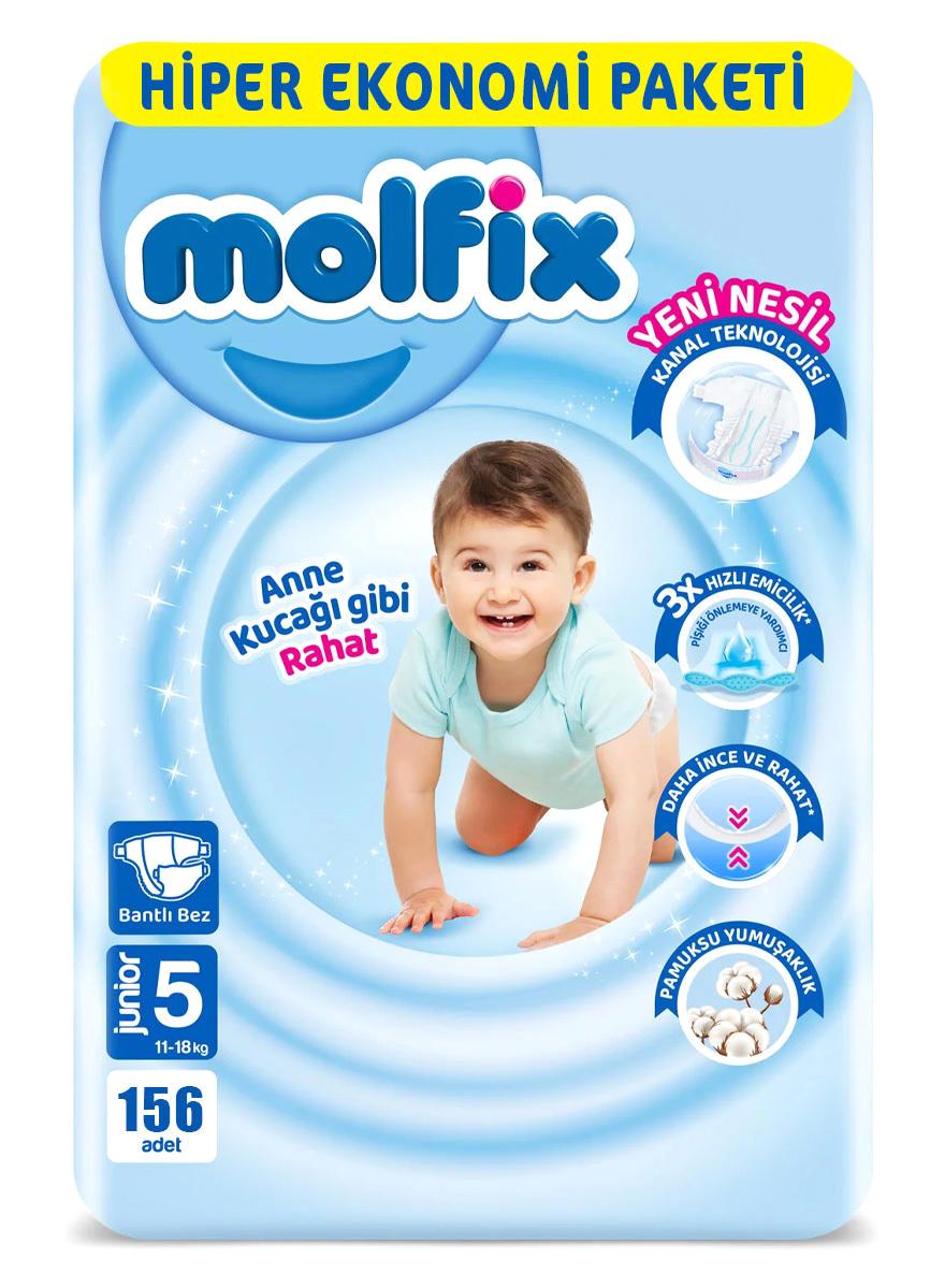 Molfix Hiper Ekonomi Ultra Fırsat Paketi 5 Numara Göbek Oyuntulu Cırtlı Bebek Bezi 2x78'li