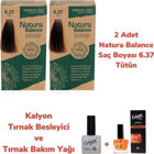 Natura Balance 6.37 Tütün Organik Amonyaksız Vegan Krem Saç Boyası 2x60 ml +Kalyon Ammonia Free Tırnak Bakım Seti Hediyeli