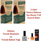 Natura Balance 7.43 Kumral Bakır Organik Amonyaksız Vegan Krem Saç Boyası 2x60 ml + Kalyon Ammonia Free Tırnak Bakım Seti Hediyeli