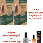 Natura Balance 8 Açık Kumral Bakır Organik Amonyaksız Vegan Krem Saç Boyası 2x60 ml + Kalyon Tırnak Bakım Seti Hediyeli