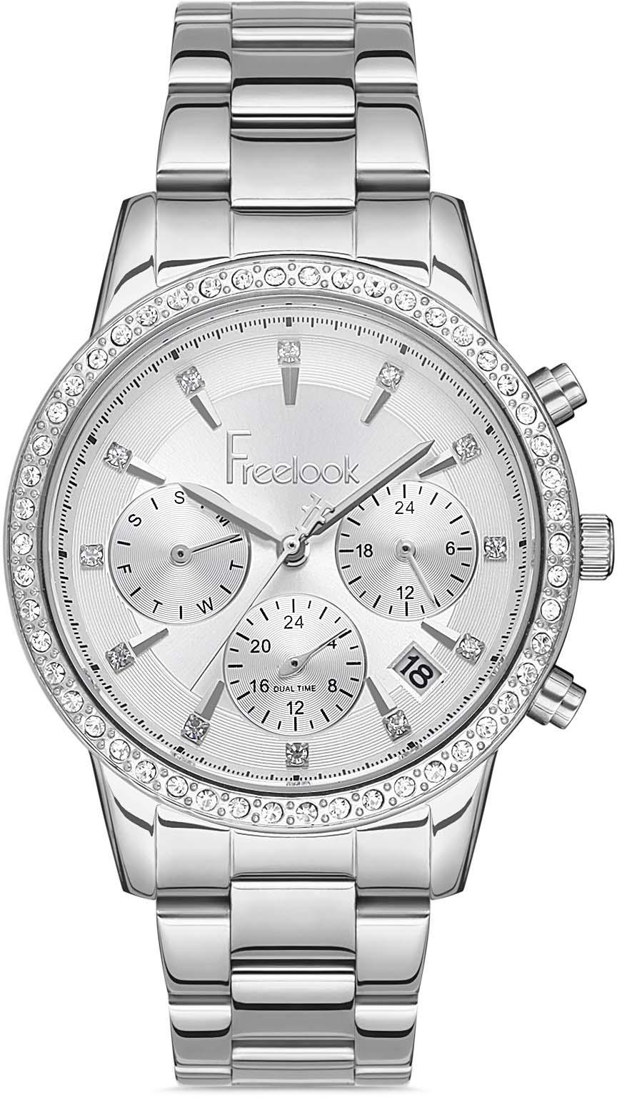 Freelook FL.1.10291.1 Takvimli 38 mm Gri Çelik Kordon Analog Kadın Kol Saati