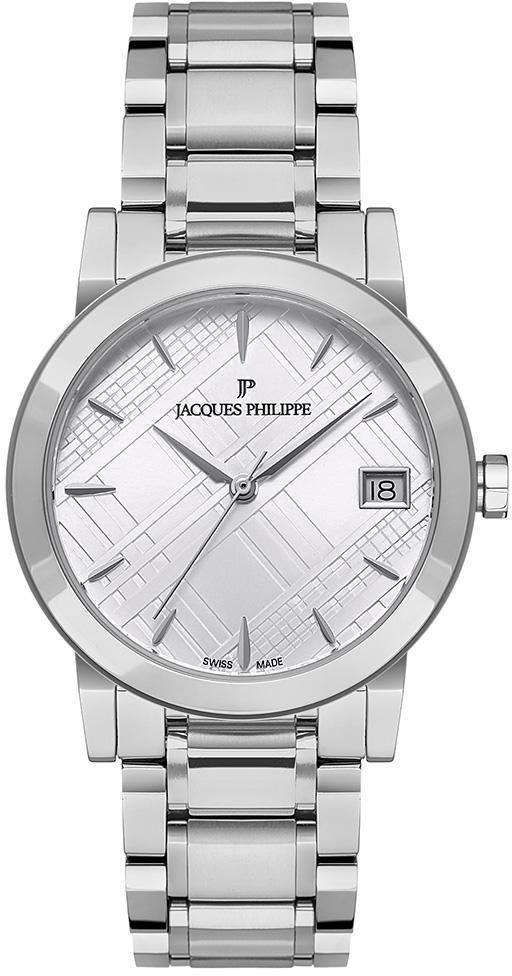 Jacques Philippe JPQLS161326 Takvimli 34 mm Gri Çelik Kordon Analog Kadın Kol Saati