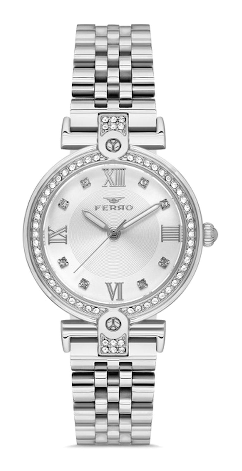 Ferro FL21390A-A 34 mm Gri Metal Kordon Analog Kadın Kol Saati