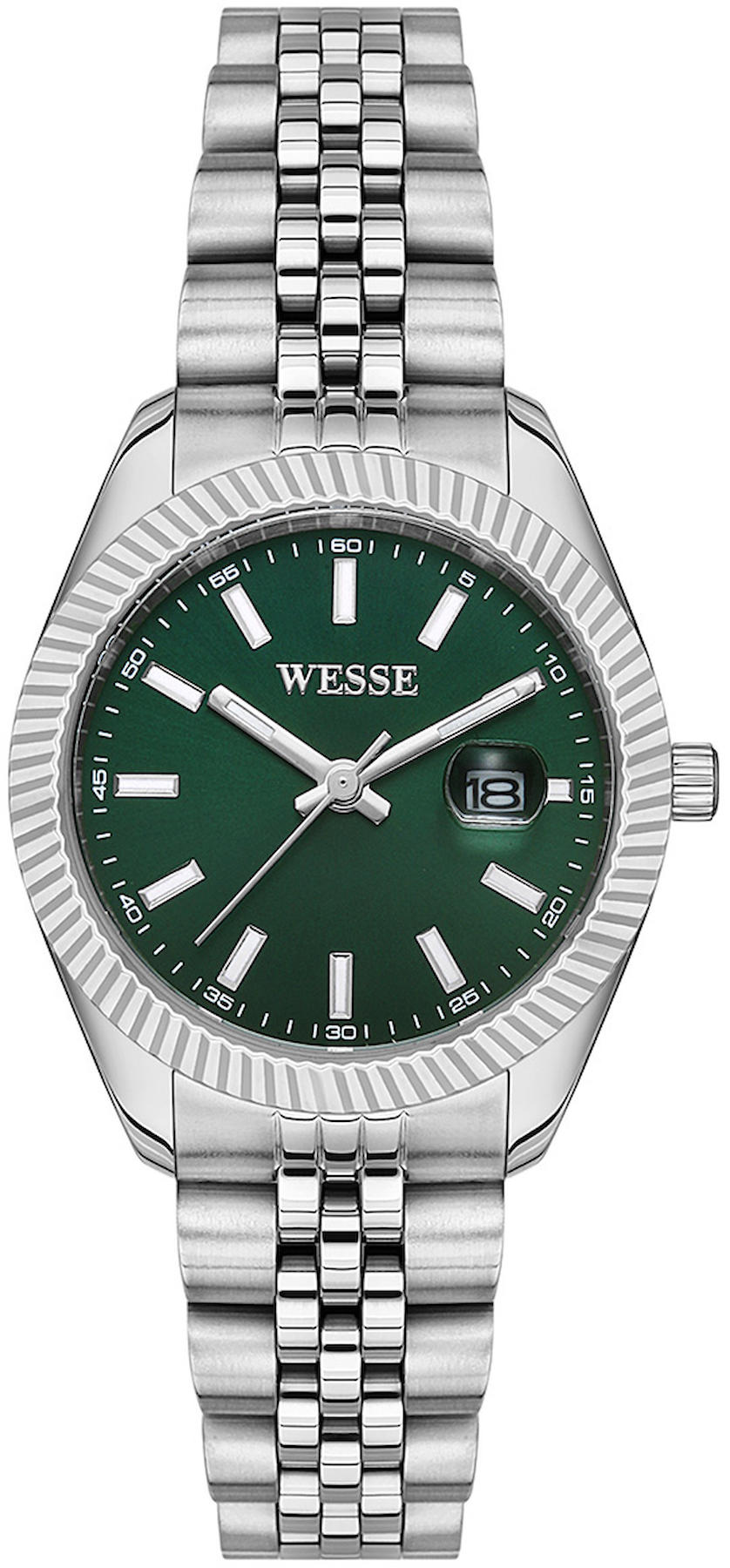 Wesse WWL111506 Takvimli 34 mm Gri Çelik Kordon Analog Kadın Kol Saati