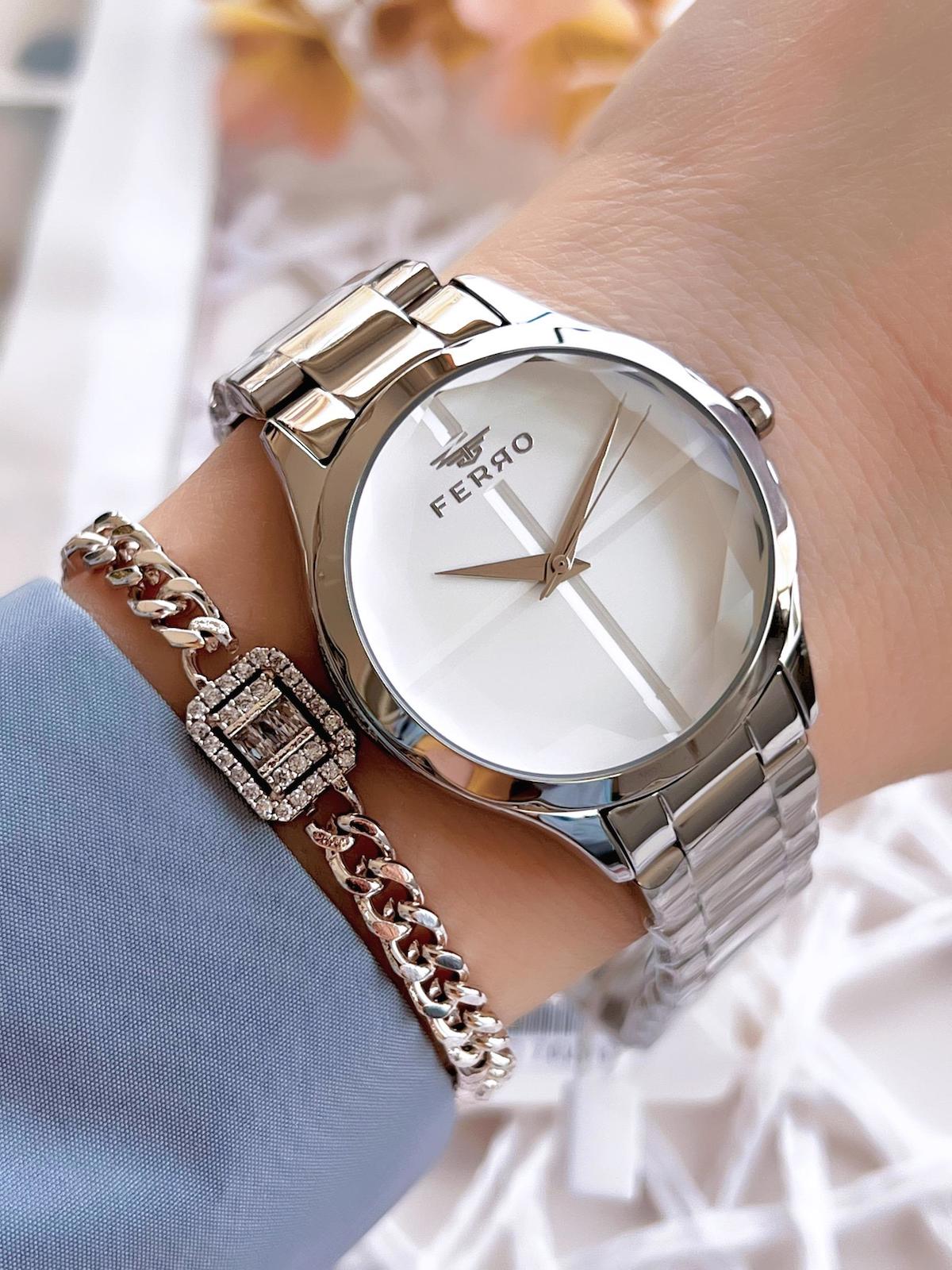 Ferro EFL21250A 36 mm Gri Çelik Kordon Analog Kadın Kol Saati