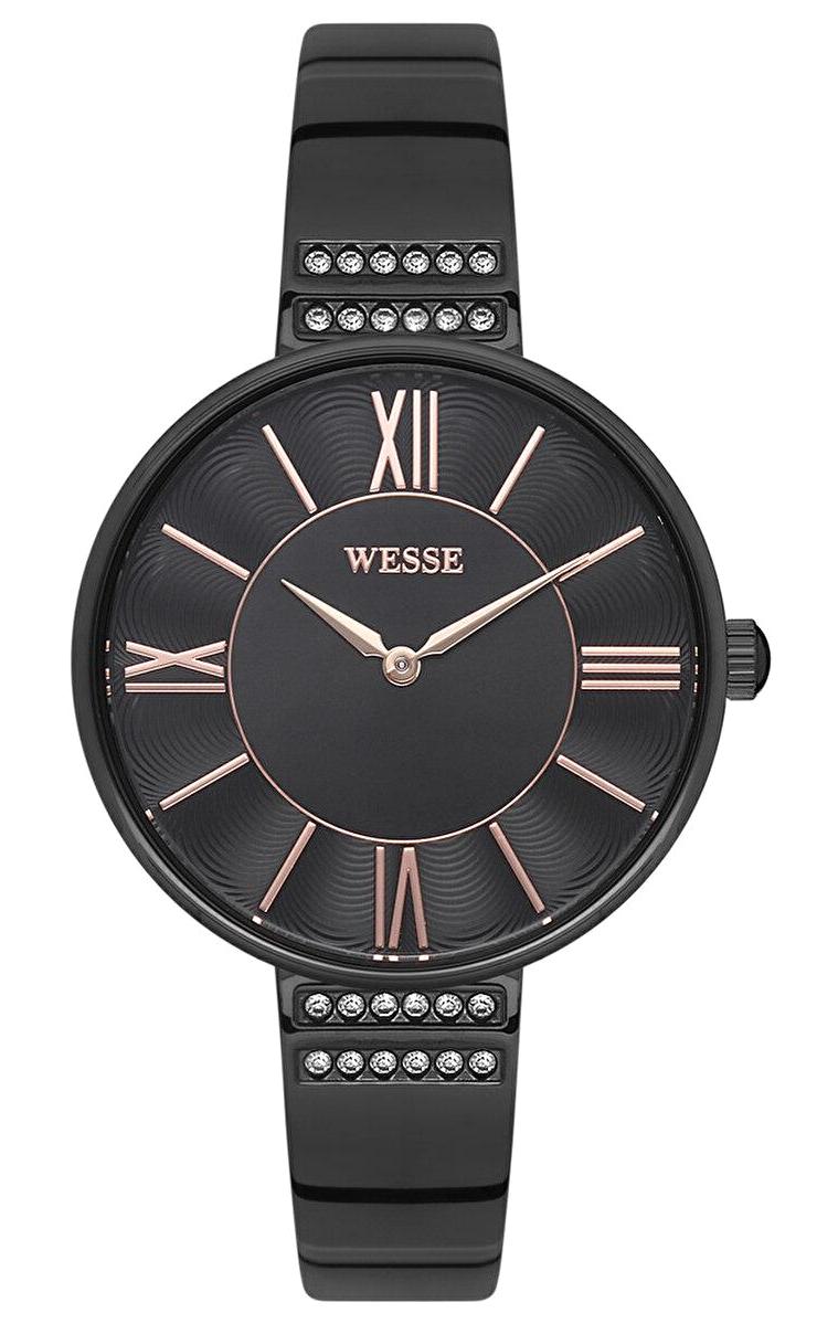 Wesse WWL108904 36 mm Siyah Çelik Kordon Analog Kadın Kol Saati