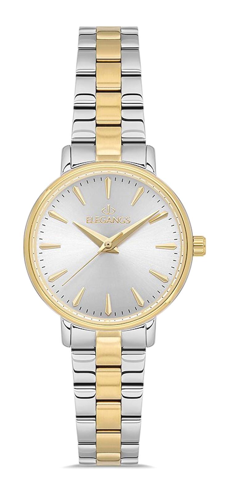 Elegangs EL2457.7 28 mm Altın Çelik Kordon Analog Kadın Kol Saati