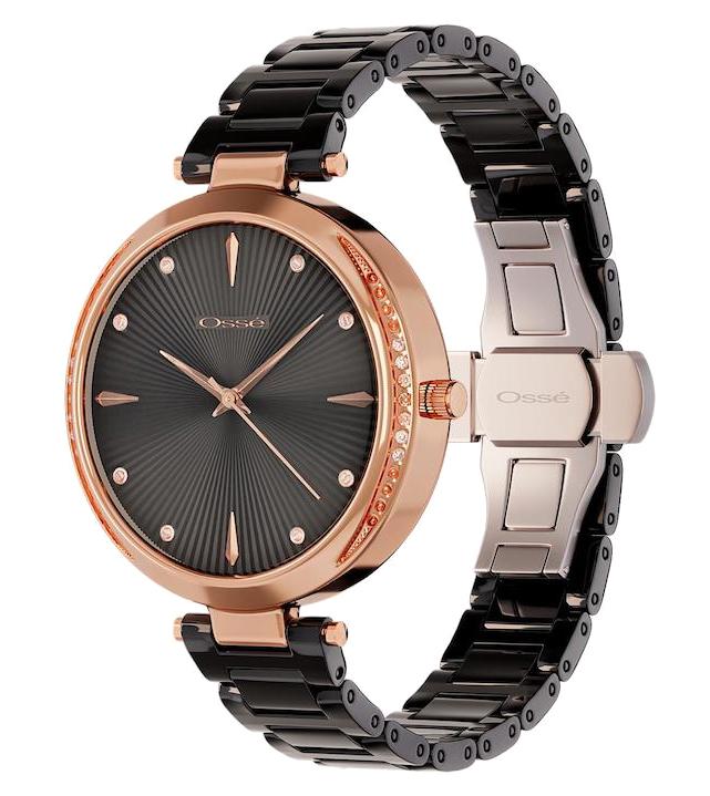 Osse 10107LE 35 mm Siyah Metal Kordon Analog Kadın Kol Saati