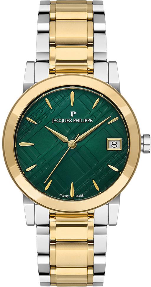 Jacques Philippe JPQLS1673X8 Takvimli 34 mm Altın-Gri Çelik Kordon Analog Kadın Kol Saati