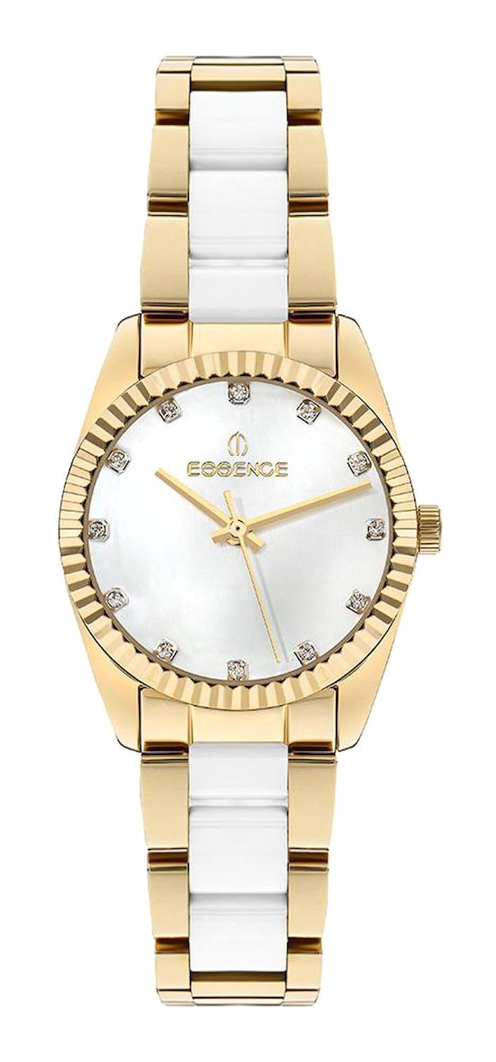 Essence D1130.220 30 mm Altın - Beyaz Çelik Kordon Analog Kadın Kol Saati