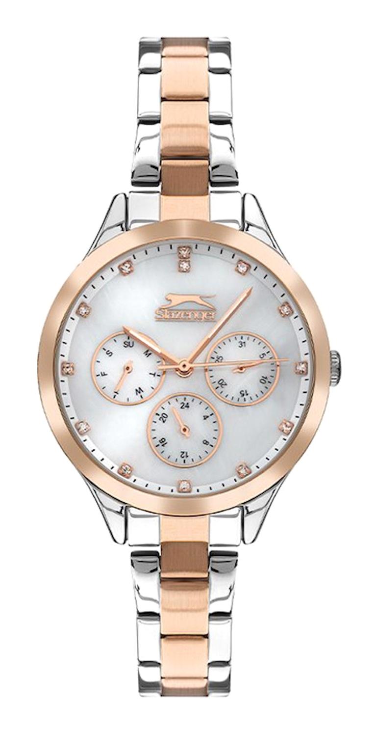 Slazenger SL.09.2014.4.02 Takvimli 37 mm Gri-Rose Gold Metal Kordon Analog Kadın Kol Saati