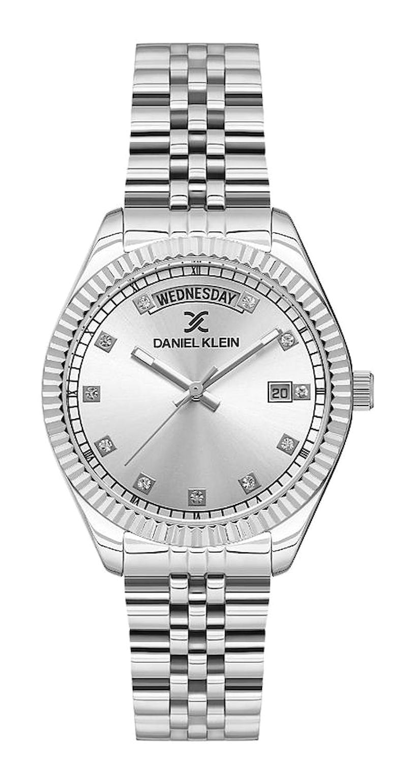 Daniel Klein DKE.1.10661-1 Takvimli 34 mm Gri Metal Kordon Analog Kadın Kol Saati