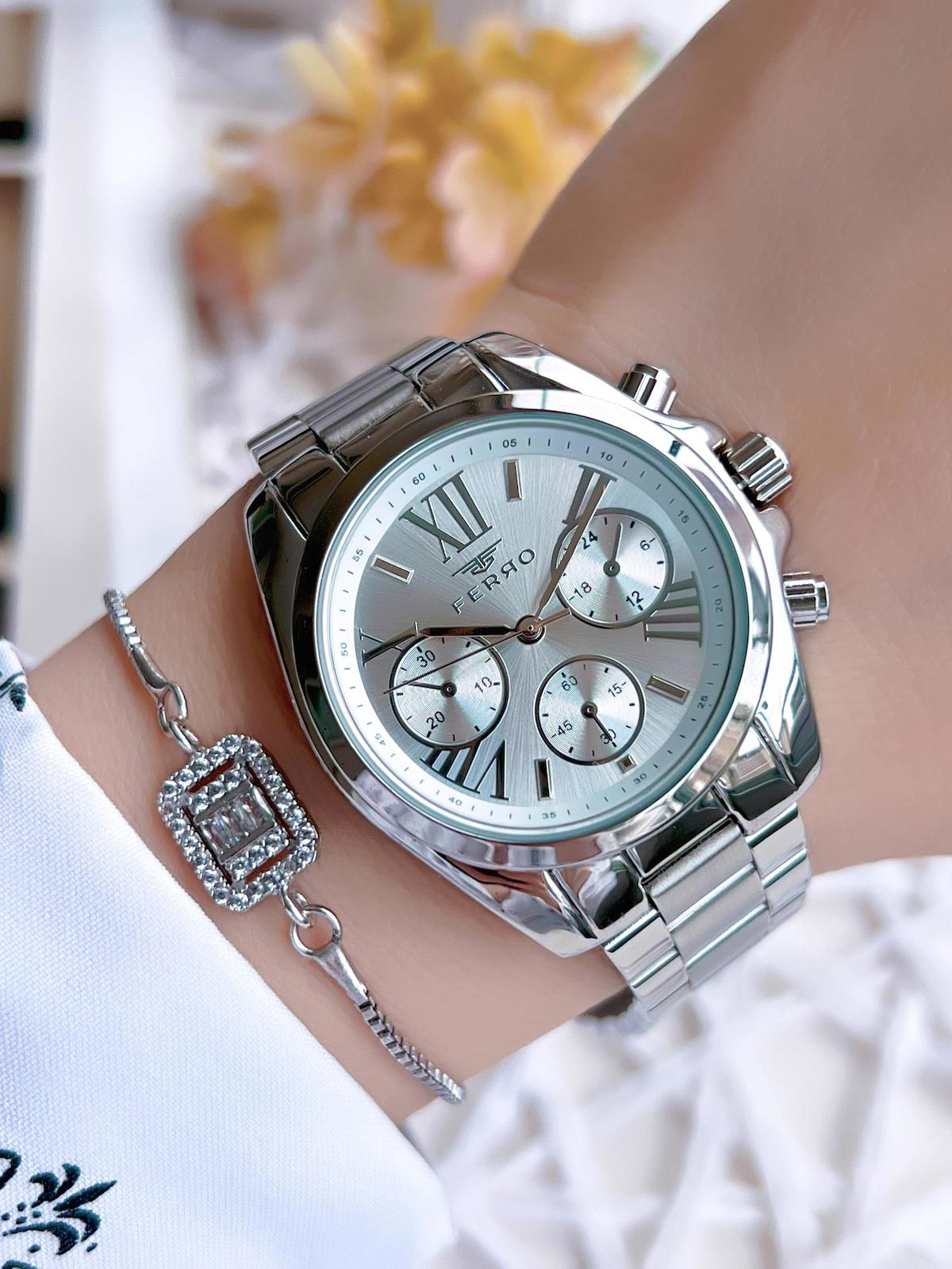 Ferro EFL21259A 36 mm Gri Çelik Kordon Analog Kadın Kol Saati