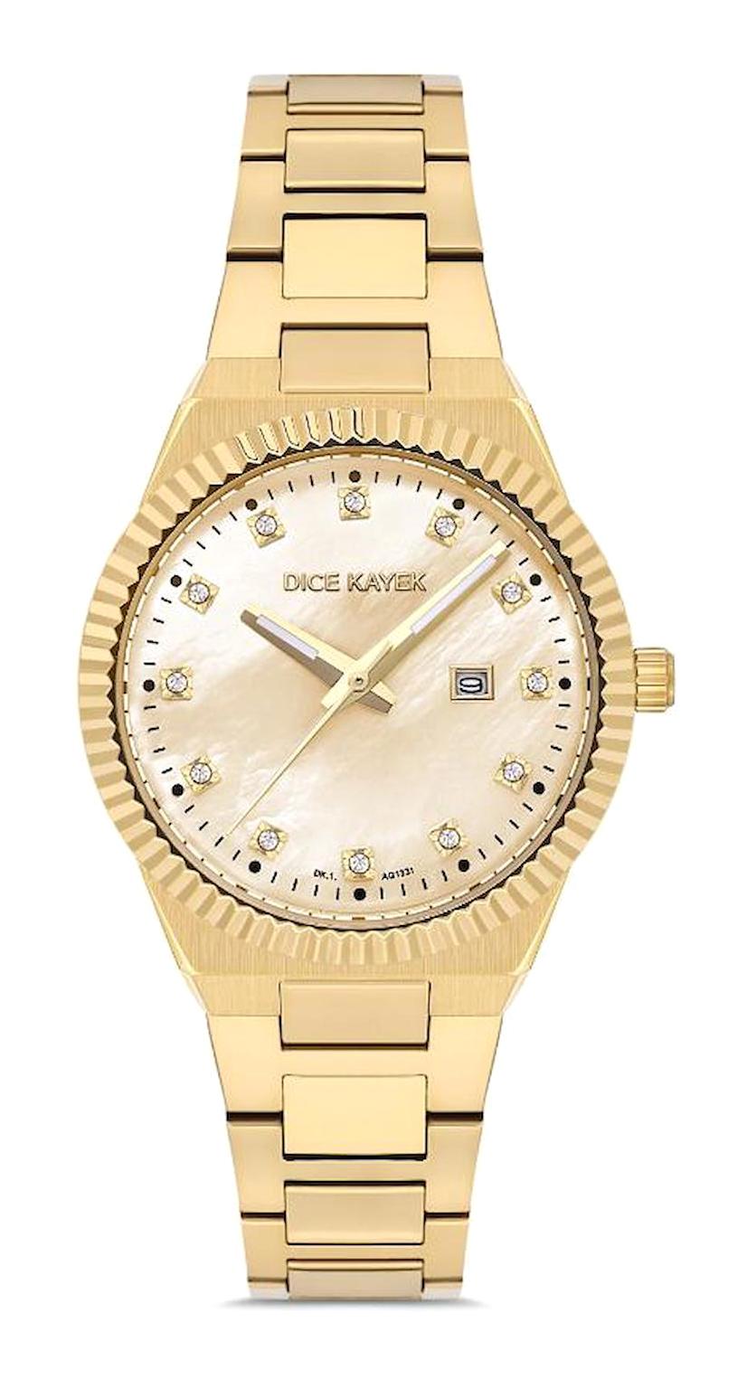 Dice Kayek DK.1.AG1331.08 33 mm Altın Çelik Kordon Analog Kadın Kol Saati